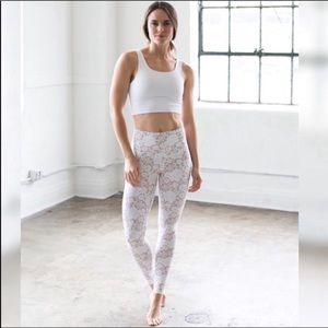 Beige and White Floral Printed Signature Tight